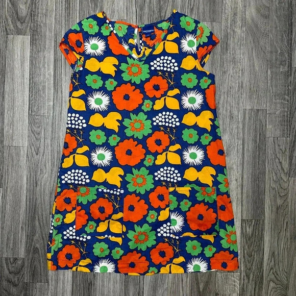 Marimekko X Target Girls Floral Kukkatori Print Cap Sleeve Dress Size Large - Picture 1 of 8